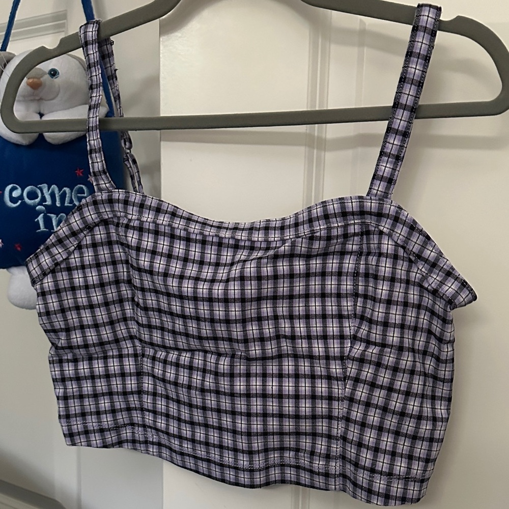 Hollister Purple Plaid Crop Top